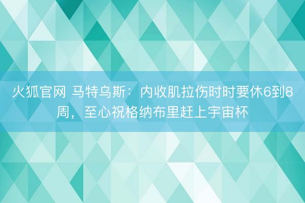 火狐官网 马特乌斯：内收肌拉伤时时要休6到8周，至心祝格纳布里赶上宇宙杯