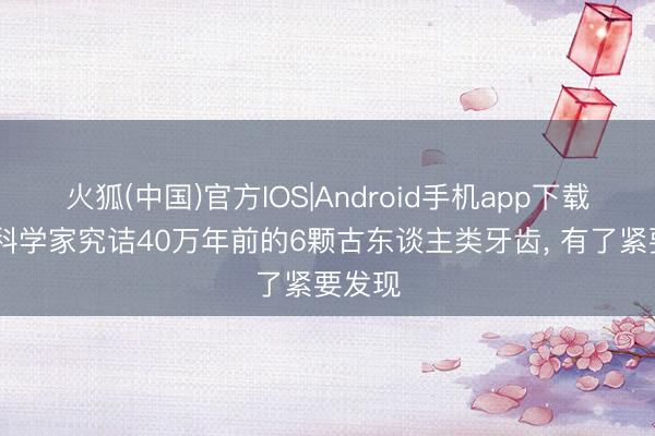 火狐(中国)官方IOS|Android手机app下载 中国科学家究诘40万年前的6颗古东谈主类牙齿， 有了紧要发现