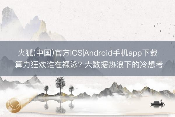火狐(中国)官方IOS|Android手机app下载 算力狂欢谁在裸泳? 大数据热浪下的冷想考