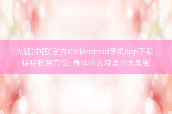 火狐(中国)官方IOS|Android手机app下载 探秘脚踝穴位: 身体小区域里的大奥密