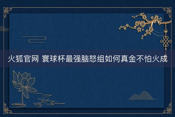 火狐官网 寰球杯最强脑怒组如何真金不怕火成