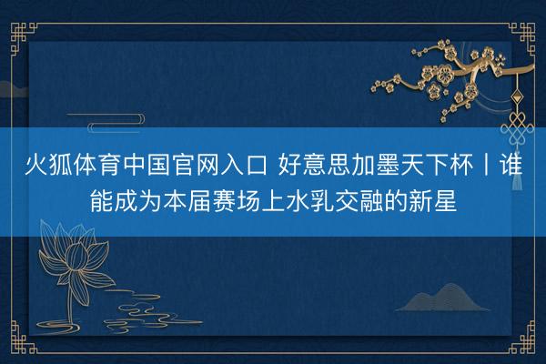 火狐体育中国官网入口 好意思加墨天下杯丨谁能成为本届赛场上水乳交融的新星