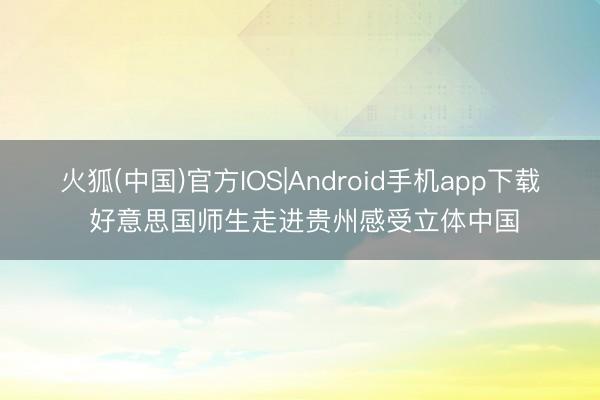火狐(中国)官方IOS|Android手机app下载 好意思国师生走进贵州感受立体中国